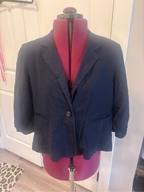 Marks and Spencer Navy Single-Button Lightweight Blazer- linen?